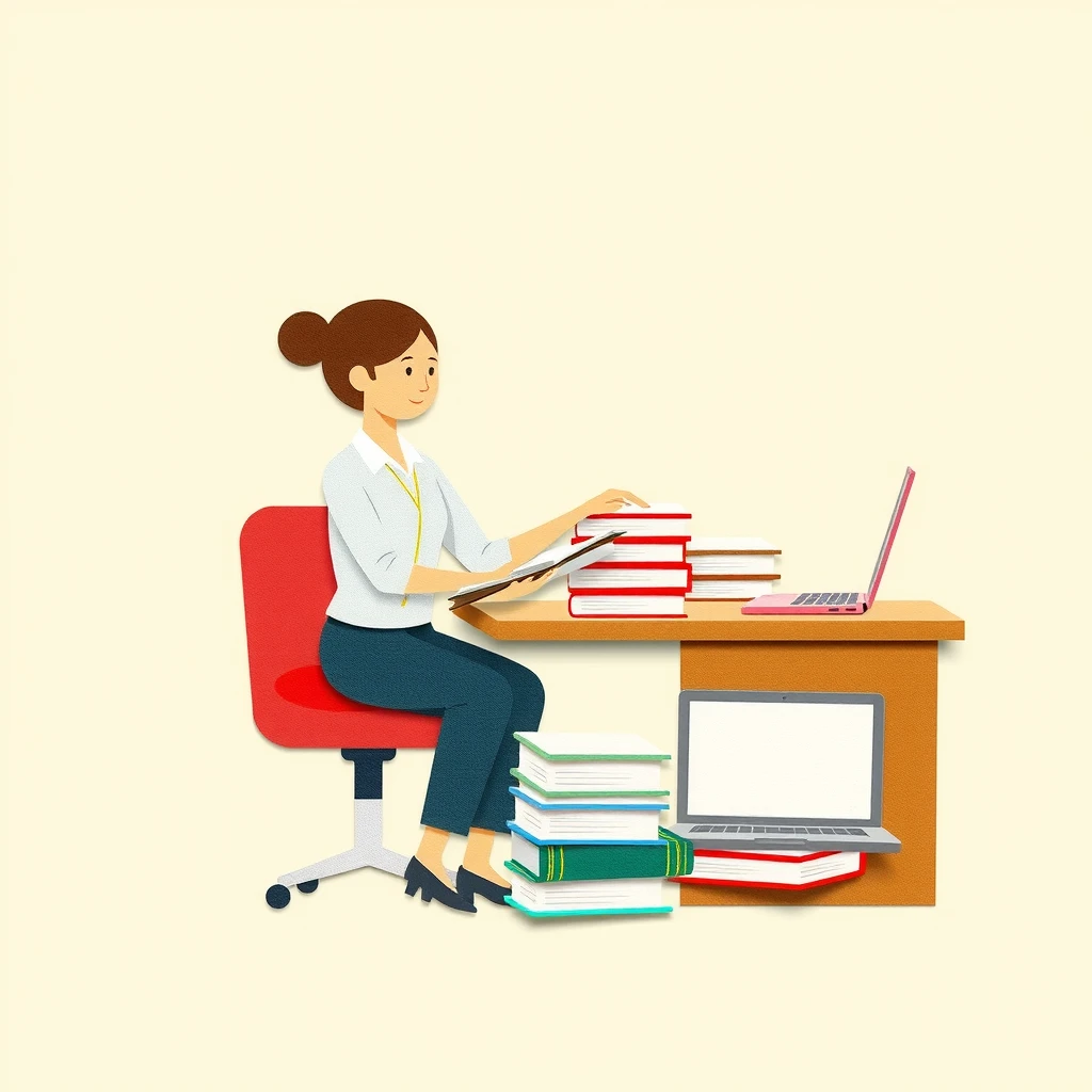 授業の準備をする先生のイラスト