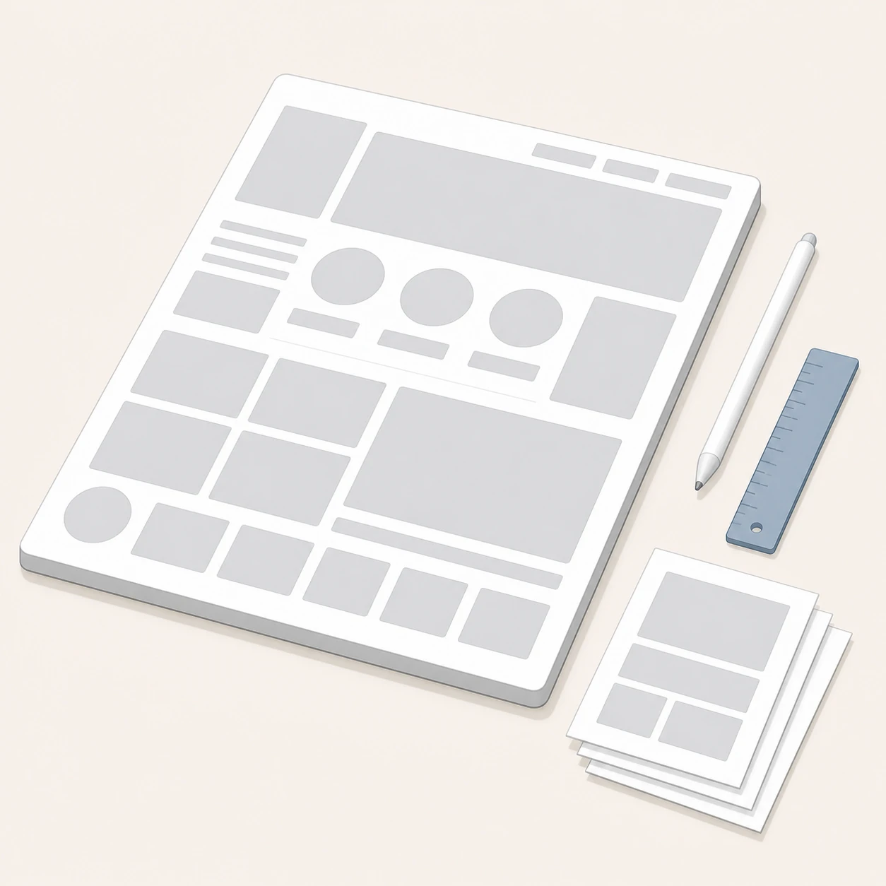 UX/UIデザインプロセスのアイソメトリックイラスト