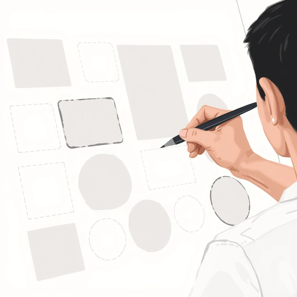 Illustration of UX/UI design process (gouache)