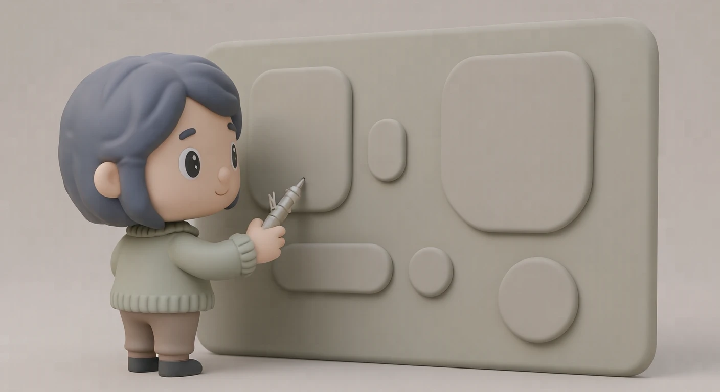 UX/UIデザインプロセスのイラスト（ソフト3D）