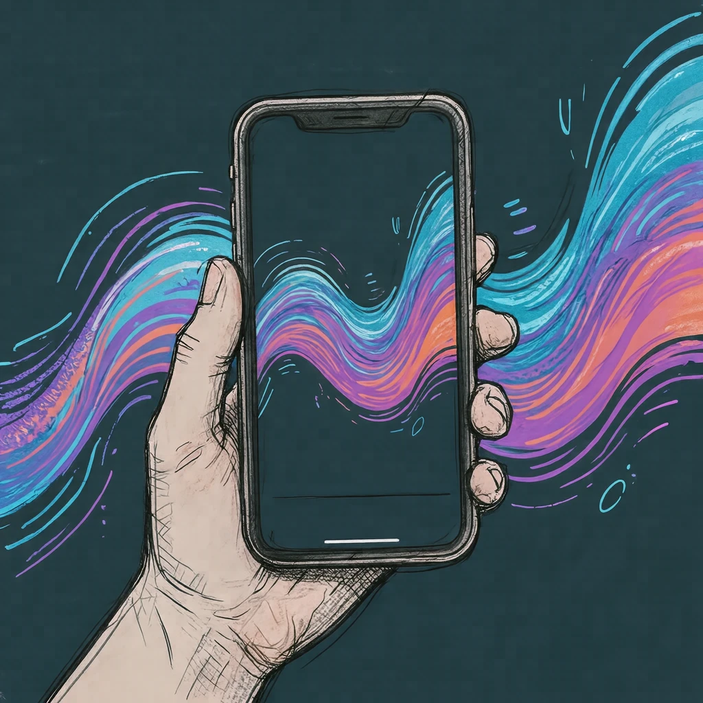 波打つ曲線のグラデーション背景のイラスト（手描き風）