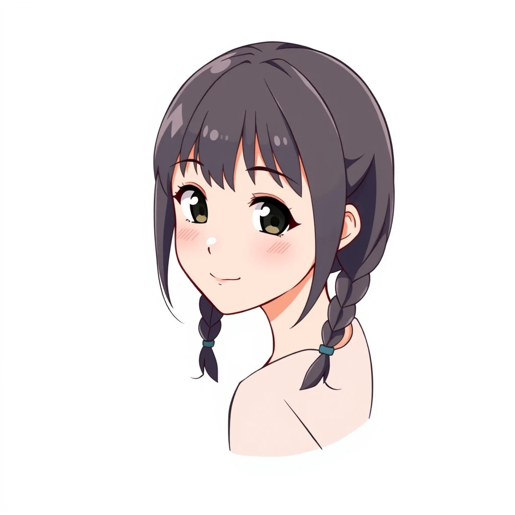 三つ編みの女性のアニメ調プロフィールアイコン（アイソメトリック）