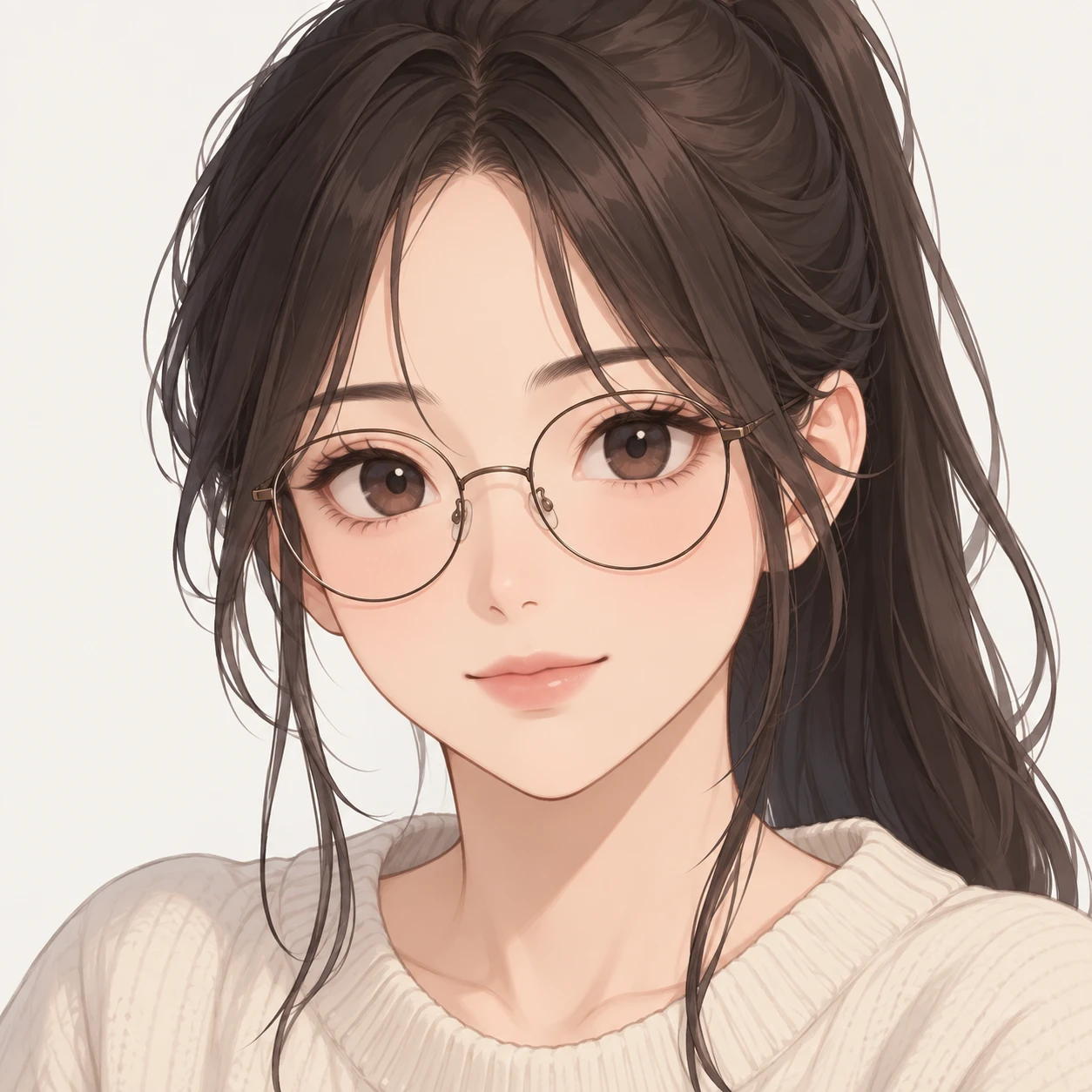 眼鏡をかけた女性のアニメ調プロフィールアイコン（アイソメトリック）