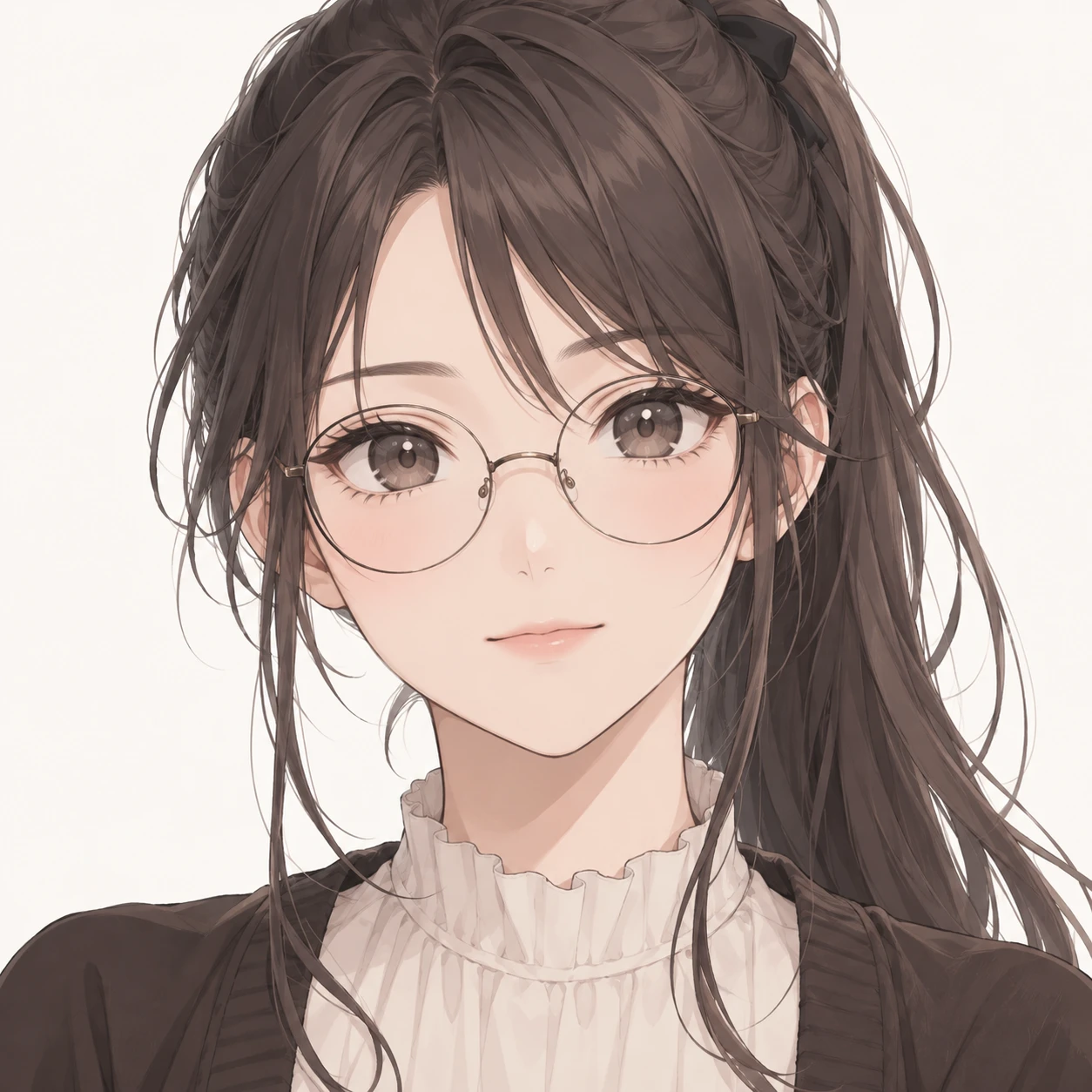 眼鏡をかけた女性のアニメ調プロフィールアイコン（アイソメトリック）