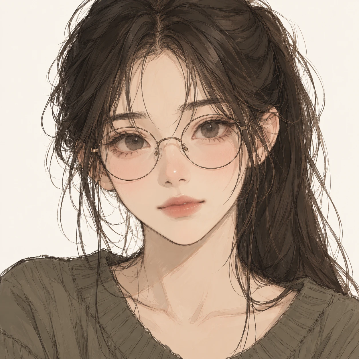 Anime-style profile picture of a woman wearing glasses (hand-drawn)