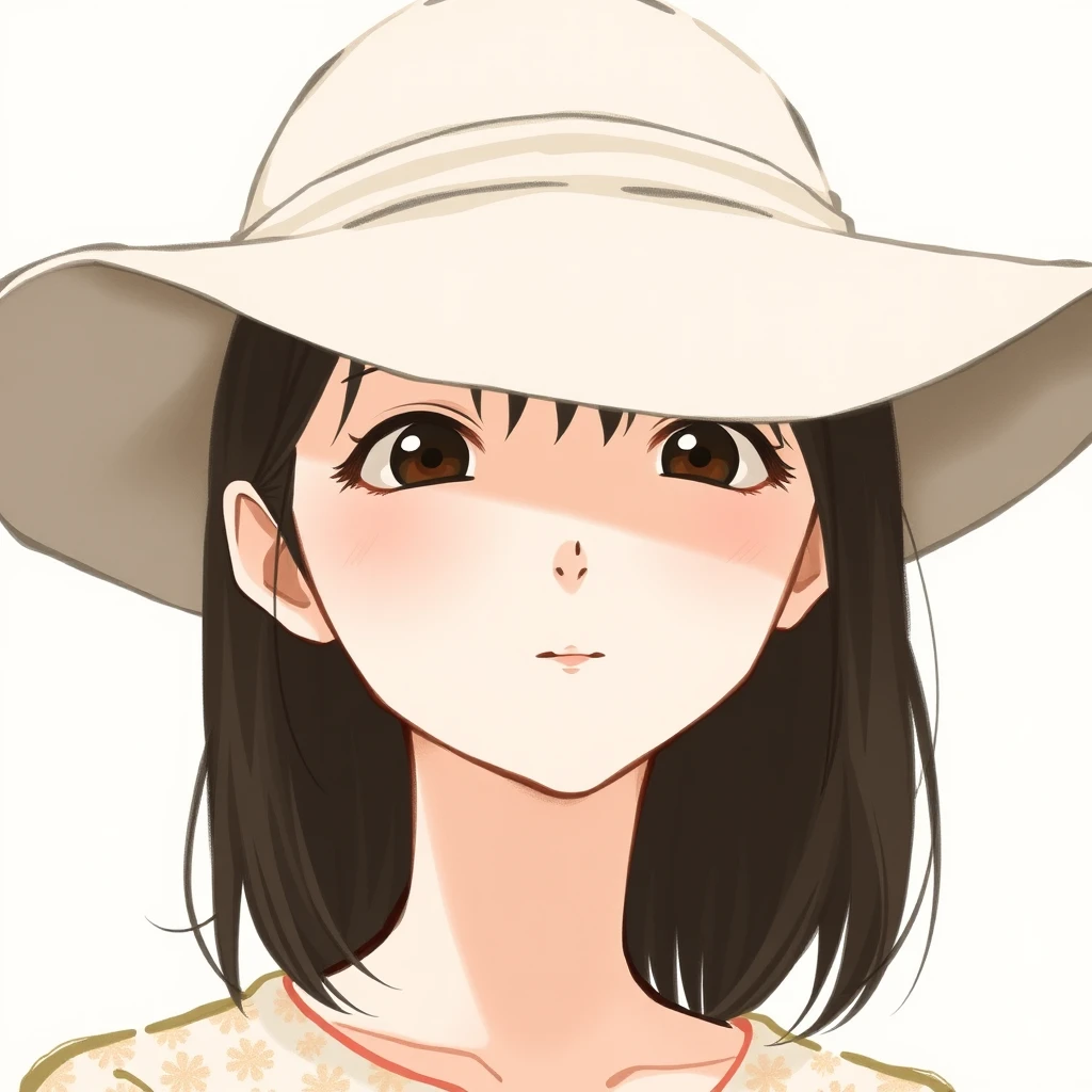 Anime-style profile picture of a woman wearing a hat