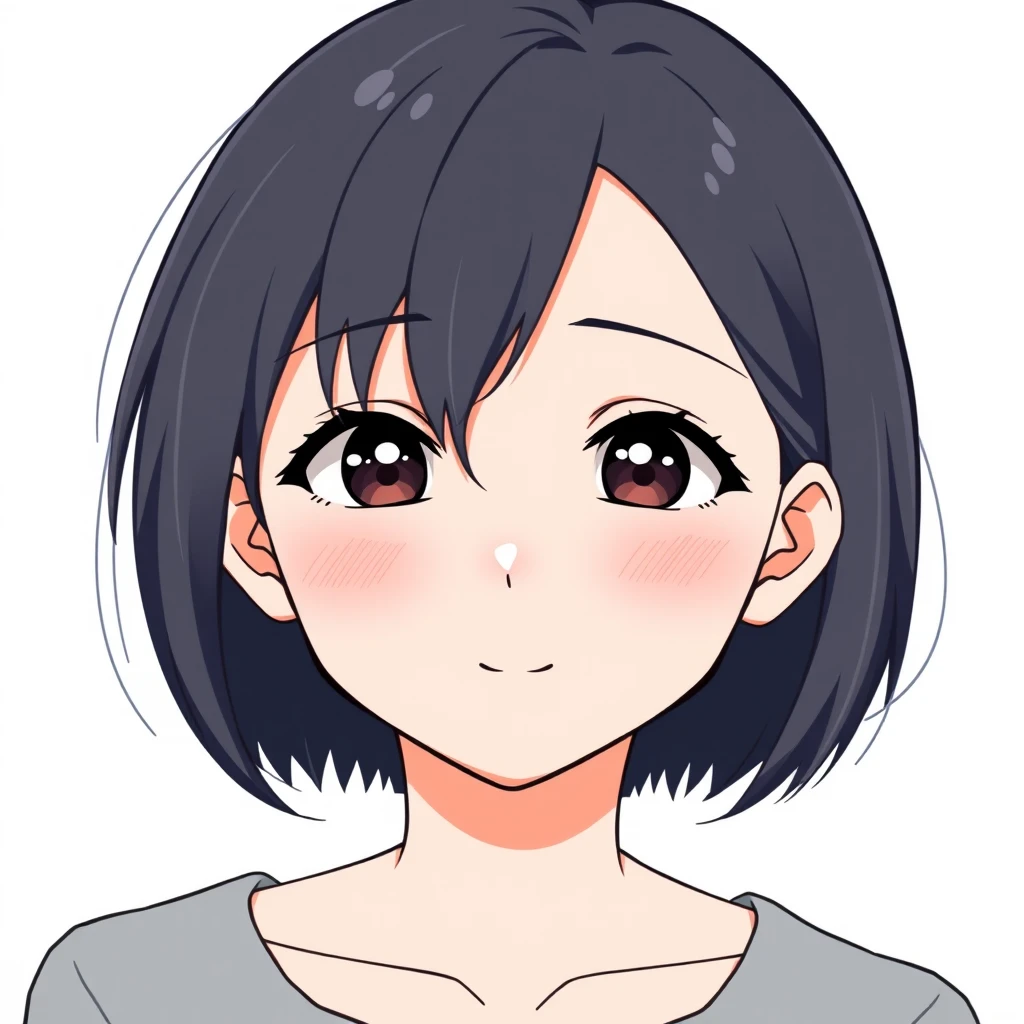Anime-style profile picture of a woman with short hair