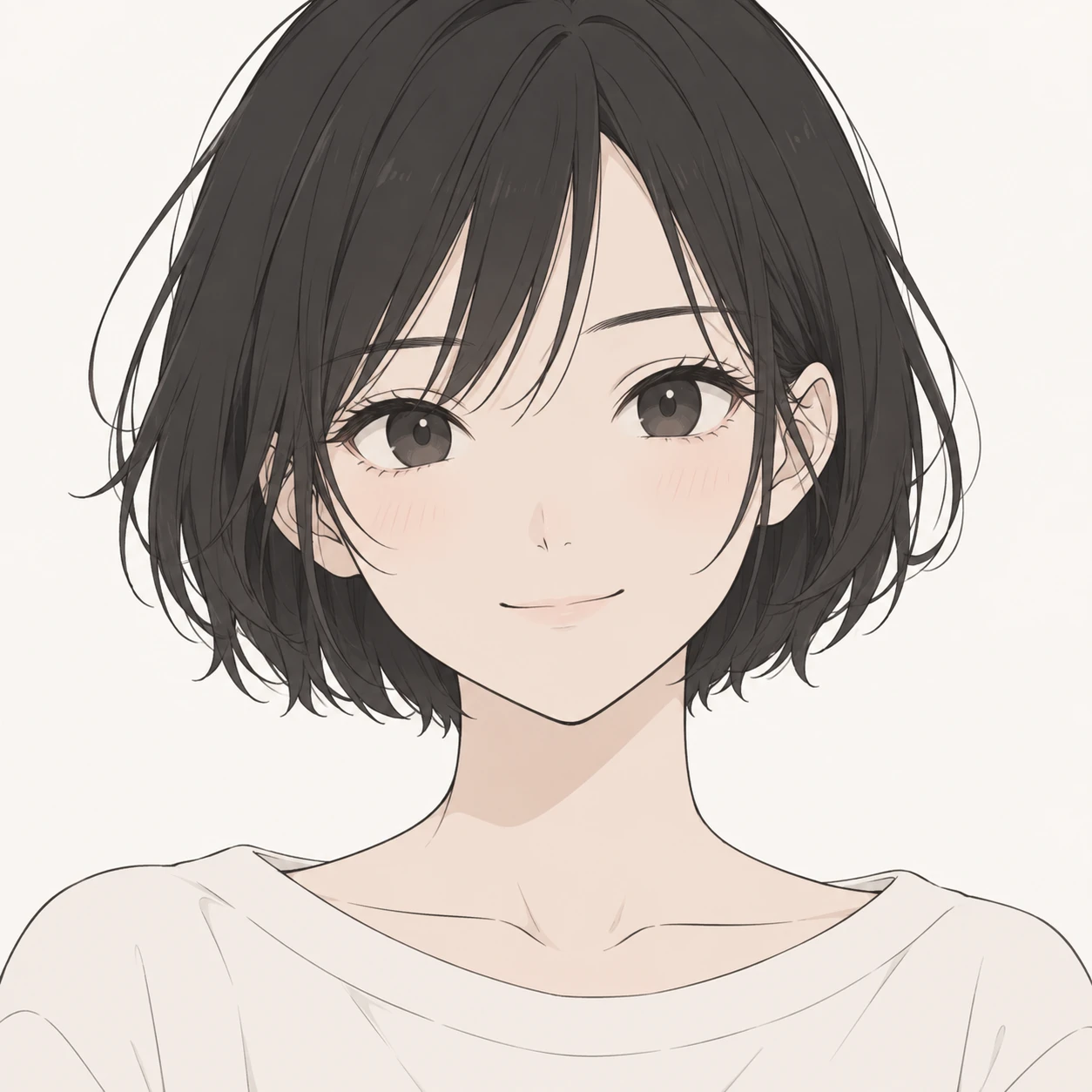 Anime-style profile picture of a woman with short hair (simple line art)