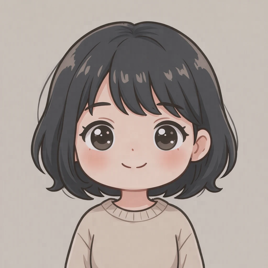 ショートヘアの女性のアニメ調プロフィールアイコン（デフォルメ）