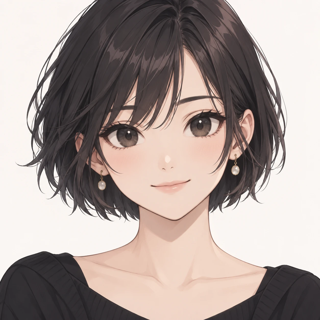 ショートヘアの女性のアニメ調プロフィールアイコン（アイソメトリック）