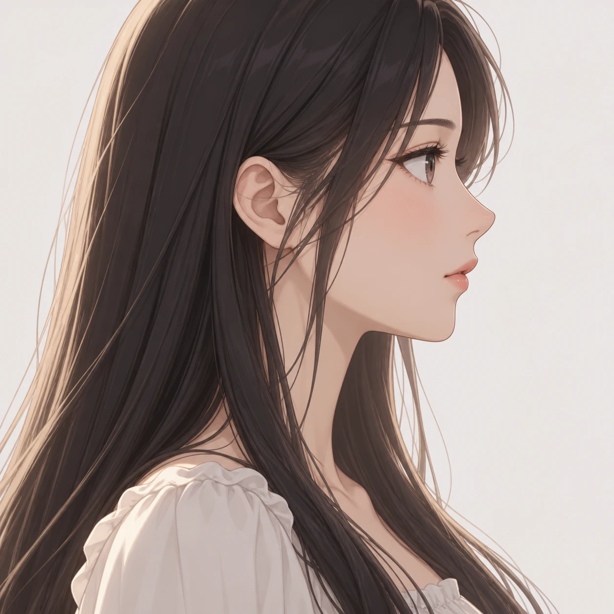 横を向いた女性のアニメ調プロフィールアイコン（アイソメトリック）
