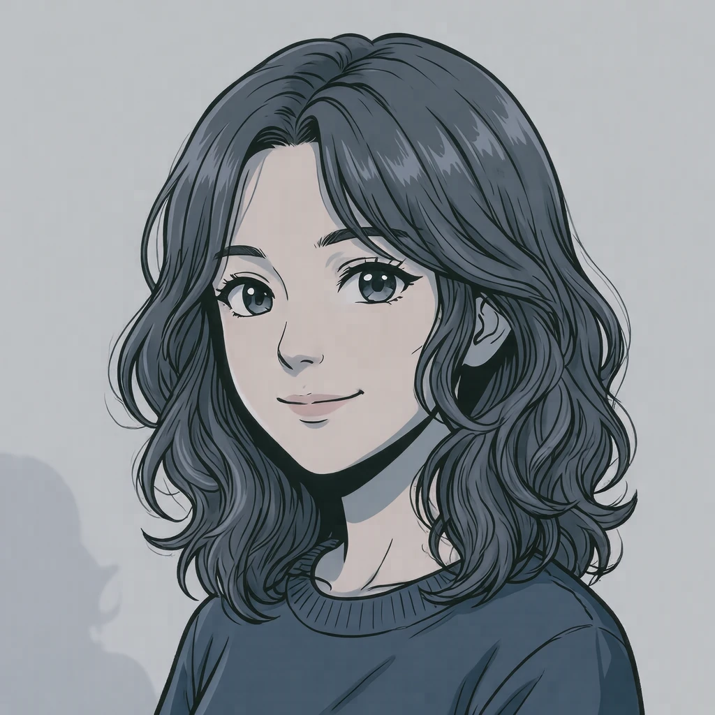 侧转四分之三角度的女性的动漫风格头像（动画平涂）