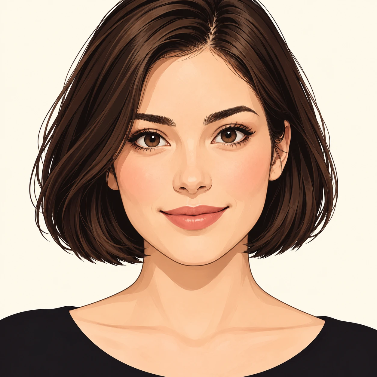 Profile picture of a woman with a bob haircut (bold graphic)
