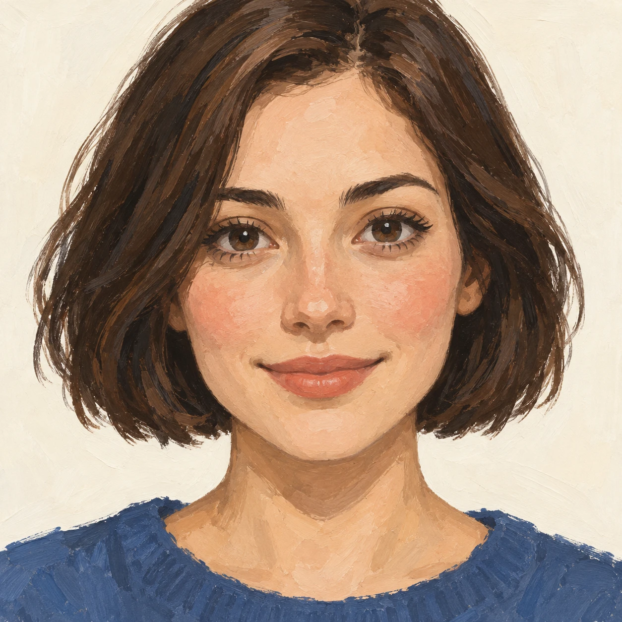 Profile picture of a woman with a bob haircut (gouache)