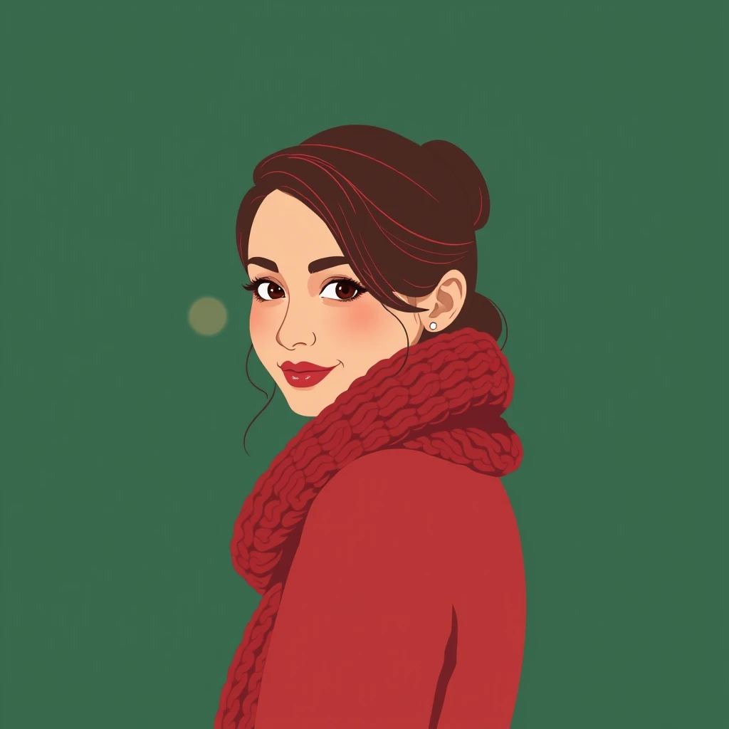 Profile picture of a woman dressed for Christmas (flat illustration)