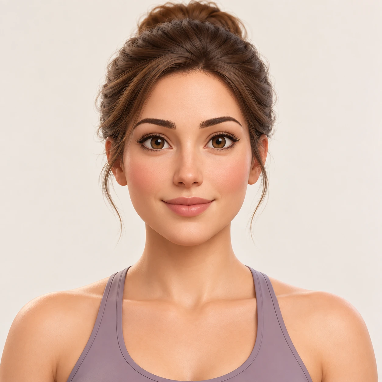Profile picture of a woman dressed for yoga (soft 3D)