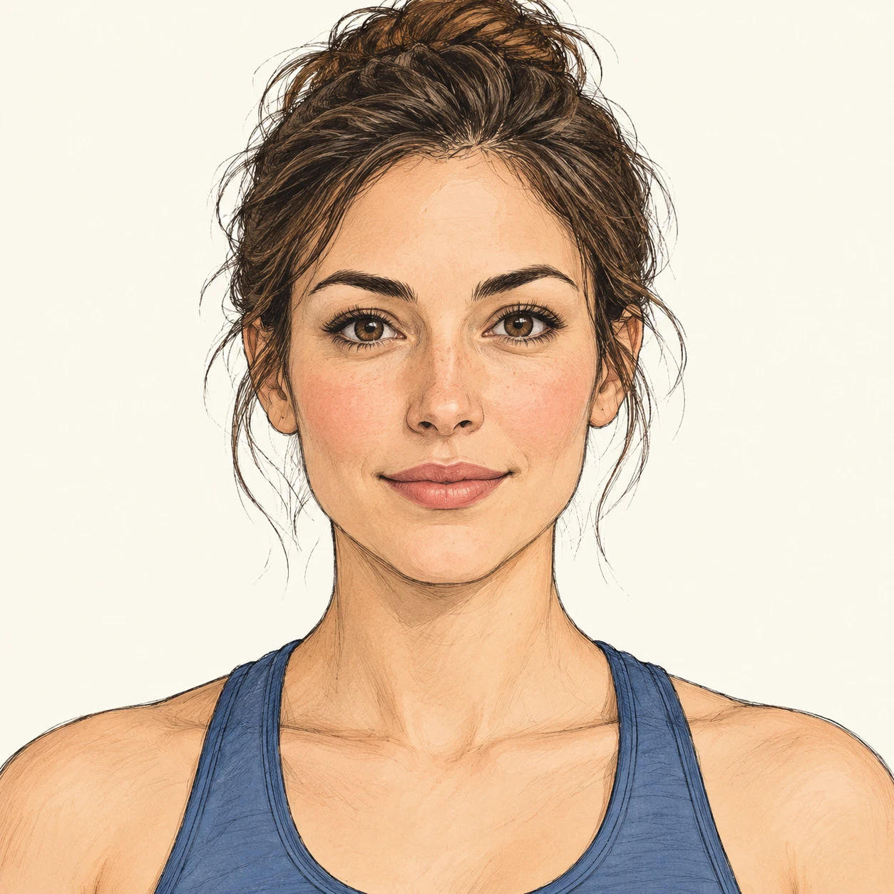 Profile picture of a woman dressed for yoga (hand-drawn)